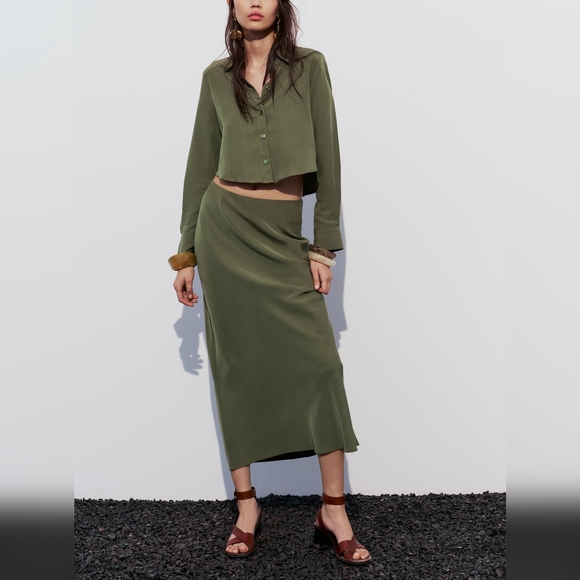 ZARA LYOCELL CROPPED SHIRT - Picture 3 of 9